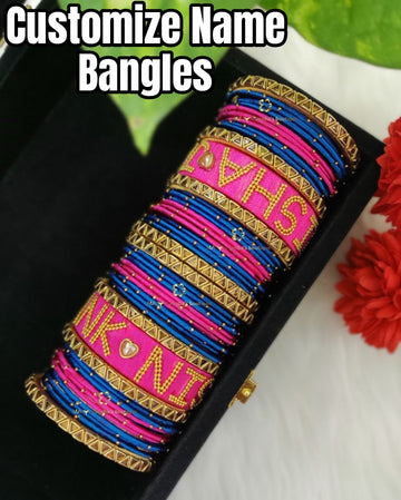 Thread Customizable Multi-Color Name Bangles Set – Personalized Jewelry at Rivaj Store