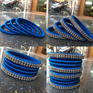 Elegant Blue Silk Thread Bangles | Custom Handmade Jewelry Rivaj Store