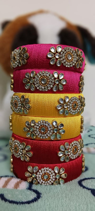 Beautiful Floral Design Silk Thread Bangles | Elegant & Custom Jewelry Rivaj Store